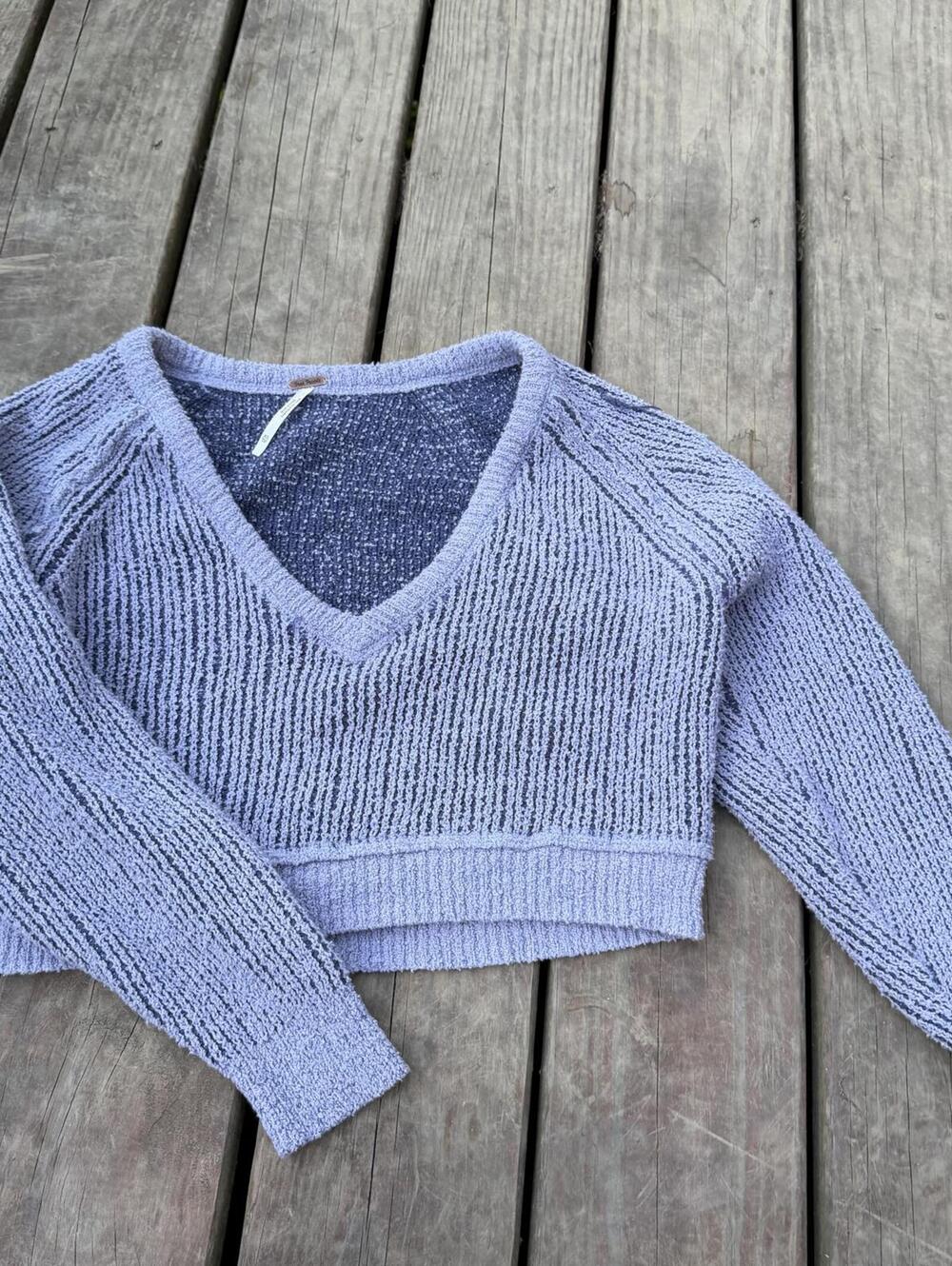 Cozy Free People Lavender Cropped Sweater - XS